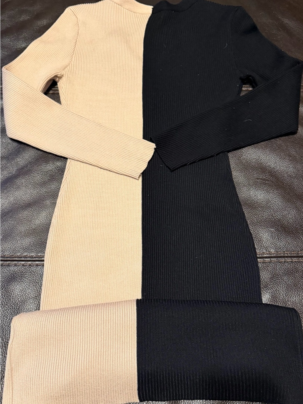Almost Famous Black & Beige Ribbed Button-Front Cardigan - Picture 3 of 3